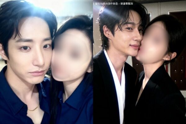 ▲最多人生成的姿勢是貼臉，左為李洙赫，右為邊佑錫。（圖AI生成／翻攝自小紅書）