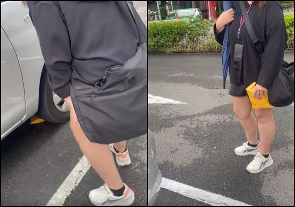 ▲▼停車場詭異女「錢塞車底」 車主追問竟瞎掰：主管要來拿。（圖／翻攝自爆料公社）