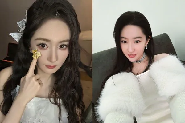 ▲▼楊冪、劉亦菲友情破裂「同台零互動」尷尬合照畫面曝。（圖／翻攝自微博／楊冪、劉亦菲）