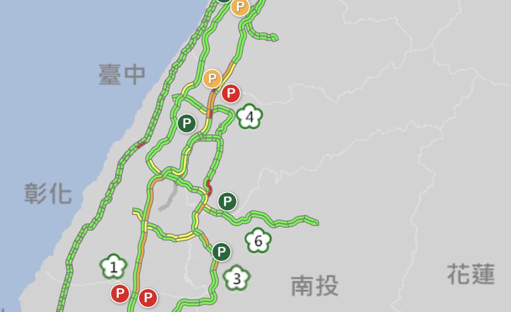 ▲▼國道多路段出現車潮。（圖／取自高公局1968網站）