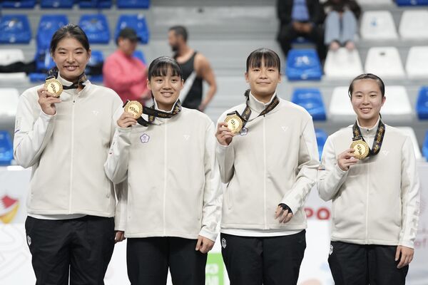 ▲喬麗爾、陳芯、吳沛萱、謝艾彤攜手拿下本屆亞青運3X3女籃金牌殊榮。（圖／中華奧會提供）