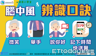 世界中風日到...草屯婦牢記口訣救夫一命 南投衛局:時間即腦細胞
