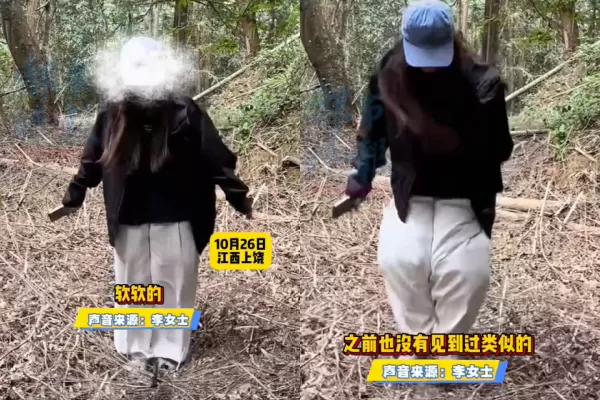 ▲李小姐起初不以為意，還在測試彈性。（圖／翻攝自微博）