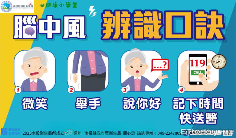 世界中風日到...草屯婦牢記口訣救夫一命 南投衛局:時間即腦細胞