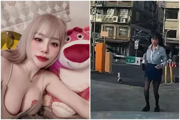 高雄一名長髮氣質OL在停車場被公雞追，被網友神到IG了。（翻攝自Threads、IG＠yian422）