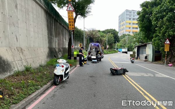 ▲▼潘姓男子自撞燈桿送醫不治             。（圖／記者陳以昇翻攝）