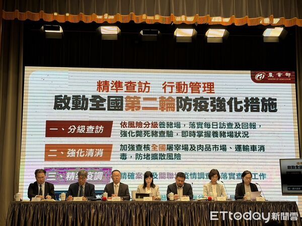 ▲▼行政院會記者會「非洲豬瘟防疫強化措施」圖卡。（圖／記者陳家祥攝）