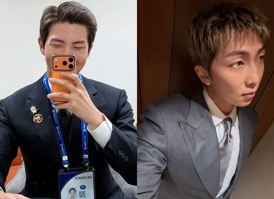 ▲BTS 隊長RM登APEC發表主題演講。（圖／翻攝自IG／RM）