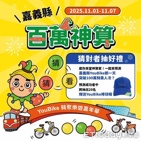 ▲▼   嘉義縣YouBike突破百萬人次騎乘 尋找百萬幸運兒  。（圖／嘉義縣政府提供）