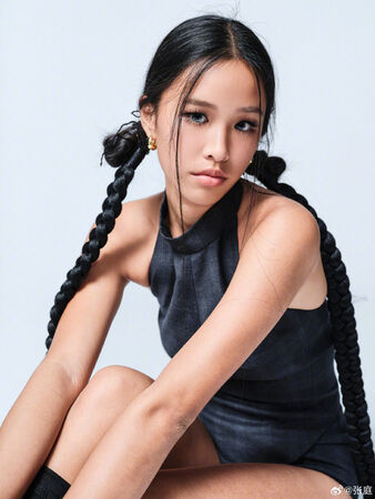 ▲▼張庭15歲女兒長大了！拍全家福「露纖腰長腿」。（圖／翻攝自微博）