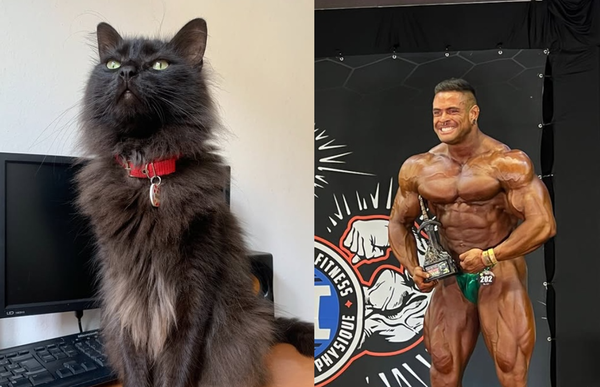 才剛和女友求婚　31歲健美冠軍「愛貓去世太傷心」突中風身亡。（圖／翻攝自Instagram／kadusantos93）