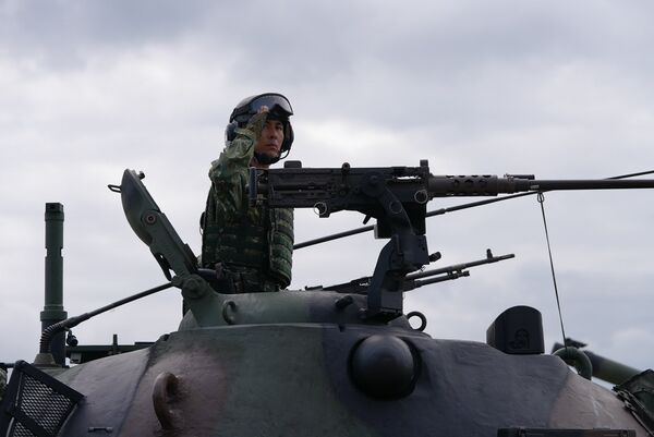 ▲▼地表最強戰車M1A2T成軍　軍隊臂章繡上「台灣陸軍」。（圖／翻攝國防部發言人）