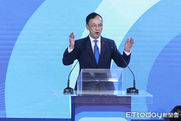 ▲國民黨主席朱立倫出席全代會。（圖／記者林敬旻攝）