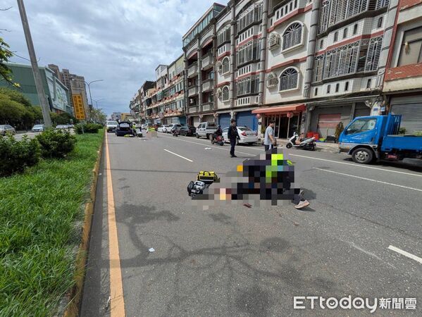 ▲▼新竹市北區竹光路車禍，特斯拉撞上2名行人命危。（圖／記者楊永盛翻攝）