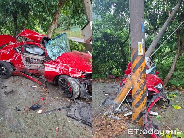 ▲▼紅色TOYOTA 86雙門跑車撞成廢鐵             。（圖／記者陳以昇翻攝）