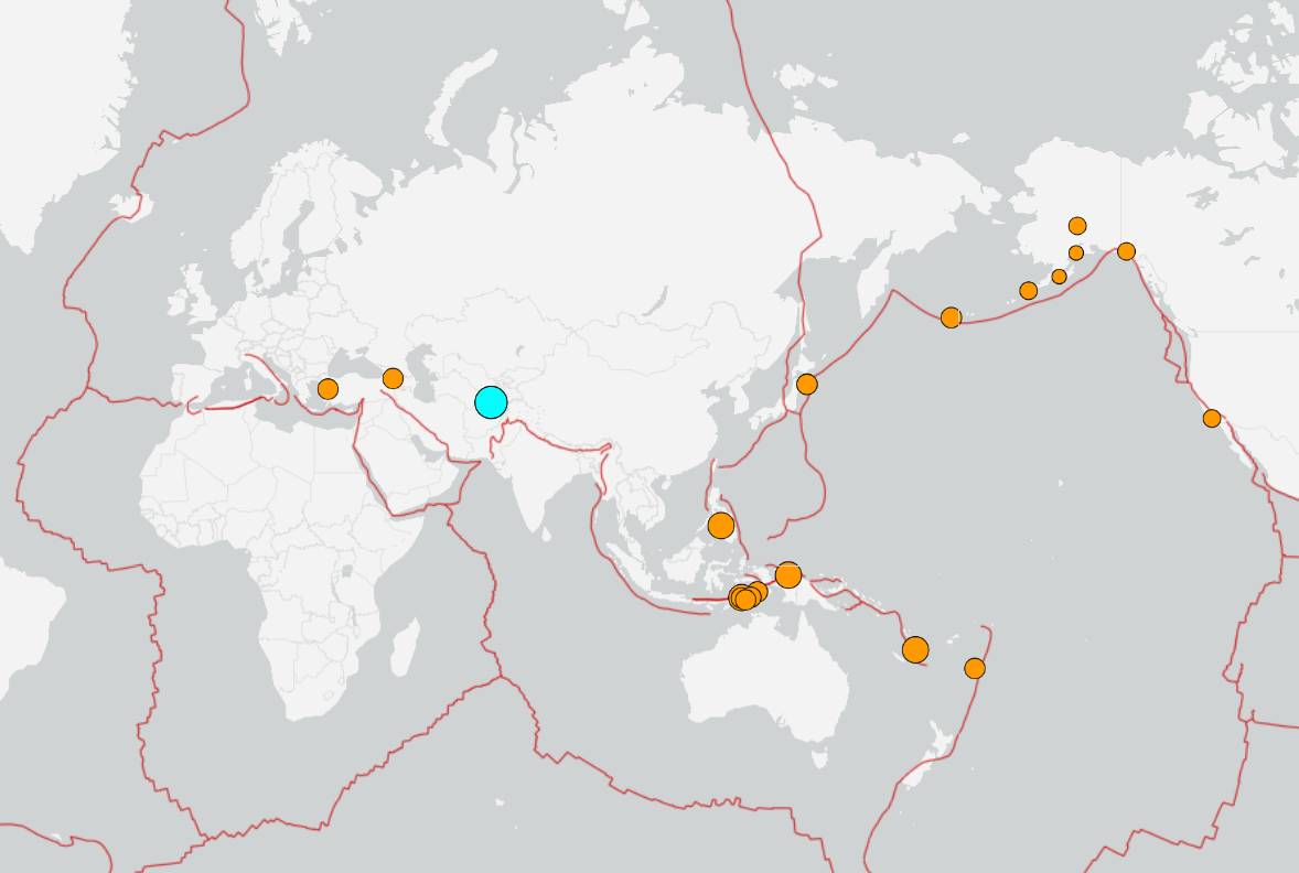 ▲▼阿富汗北部深夜6.3強震！死傷不明　USGS發布橙色警報。（圖／USGS）
