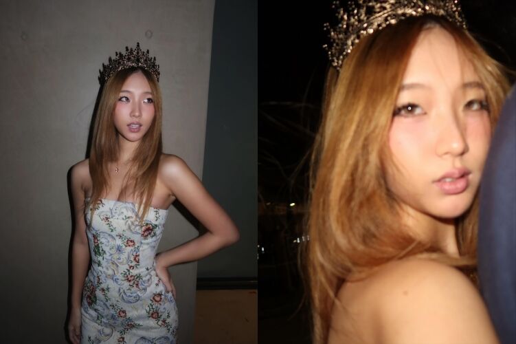 ▲辣度狂飆！Elly霸氣戴上皇冠，低胸戰袍藏不住「超兇身材」。（圖／翻攝自Instagram／@polarbearelly）