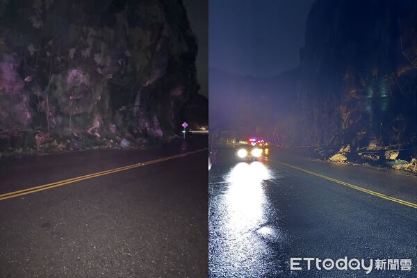 ▲瑞芳區台2線83.8公里處連日大雨造成落石。（圖／記者郭世賢翻攝）
