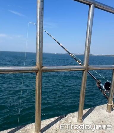 ▲台南釣客馮仕學在安平漁光島北堤釣起130斤野生龍膽石斑，重達153公分，震驚釣界。（記者林東良翻攝，下同）