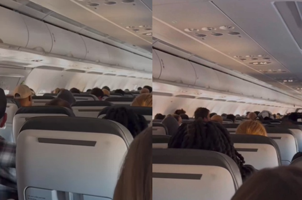 空服廁所發現「炸彈威脅紙條」　飛機急停飛乘客滯留機場2小時。（圖／翻攝自X）