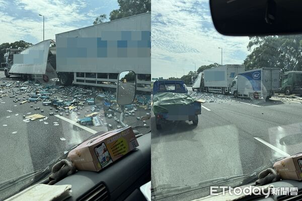 ▲國道3號南向236K（南投名間路段）發生追撞事故。（圖／民眾提供）