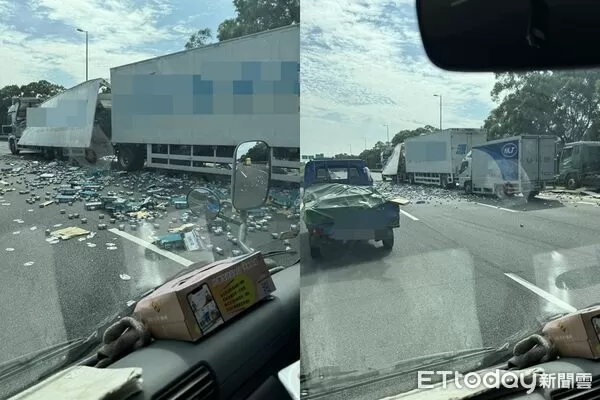 ▲國道3號南向236K（南投名間路段）發生追撞事故。（圖／民眾提供）