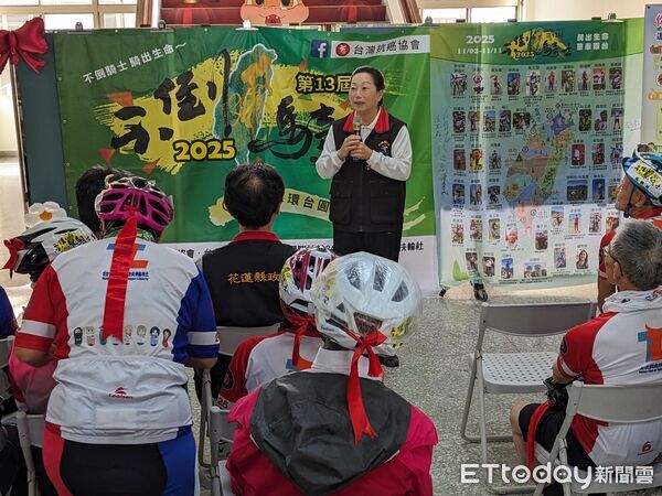 ▲▼不倒騎士單車環台圓夢團隊抵達花蓮縣衛生局，由縣長徐榛蔚及局長朱家祥親自迎接。（圖／花蓮衛生局提供，下同）