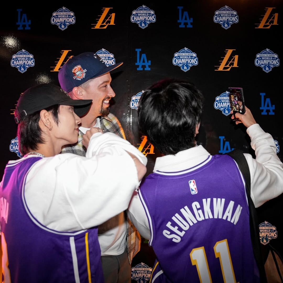 ▲▼道奇史奈爾湖人主場巧遇SEVENTEEN成員。（圖／翻攝自IG／snellzilla4）