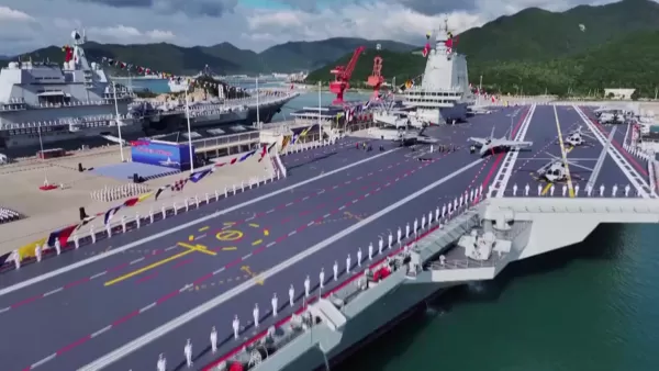 ▲▼解放軍第三艘航母「福建艦」入列。（圖／CFP）