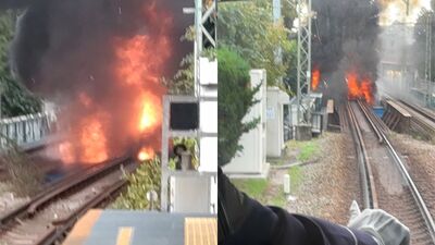 快訊／日本東京電車鐵軌爆燃！民眾曝「爆炸聲巨響」　驚悚影片曝