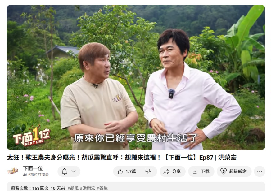 ▲▼洪榮宏「隱居豪宅」罕公開，合體胡瓜拍片破百萬。（圖／翻攝自YouTube）