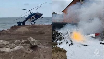 俄羅斯軍工廠直升機墜毀5死　海灘起火驚悚畫面曝！4人是高階主管