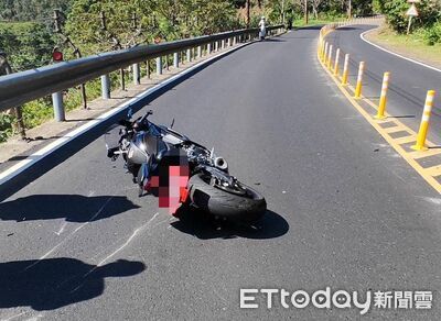 颱風前跑北宜失控衝對向 21歲重機男撞護欄摔5米深山坡