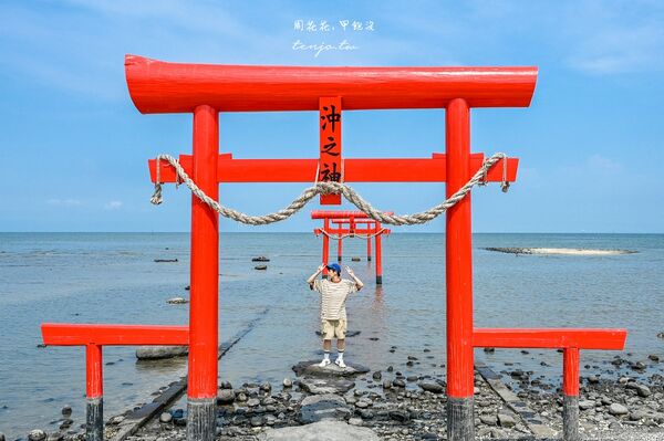 ▲▼佐賀景點推薦「太良町大魚神社海中鳥居」潮汐落差可達六米！（圖／部落客周花花提供）