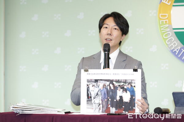 ▲▼民進黨召開「鄭麗文敵我不分，配合統戰共諜變烈士」記者會，發言人吳崢、韓瑩痛批甫就任國民黨主席的鄭麗文參加共諜祭奠儀式。（圖／記者湯興漢攝）