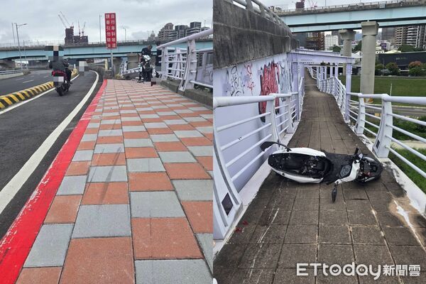 ▲新北大橋嚴重車禍，騎士自撞護欄送醫宣告不治。（圖／記者陳以昇翻攝）