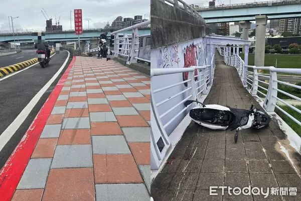 ▲新北大橋嚴重車禍，騎士自撞護欄送醫宣告不治。（圖／記者陳以昇翻攝）