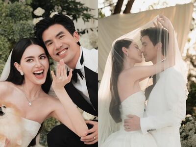 15克拉鑽戒套牢!泰國女神Mai甜嫁7年男友…「山中婚禮」頭紗吻