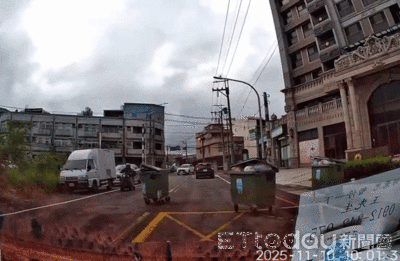 桃園颳強風「垃圾桶被吹走」　他急煞車：像飛彈亂竄！畫面曝
