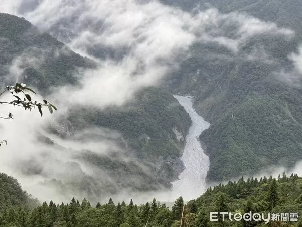 ▲馬太鞍溪堰塞湖11月10日上午空拍景像。（圖／花蓮分署提供）