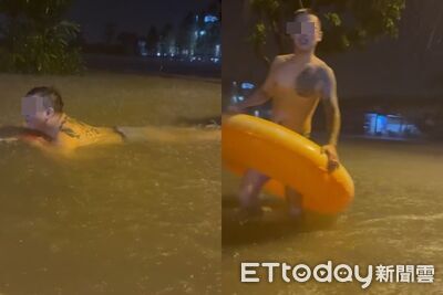 宜蘭暴雨淹水友受困！熱血男團「泳圈出動」救援…路上順手救阿嬤