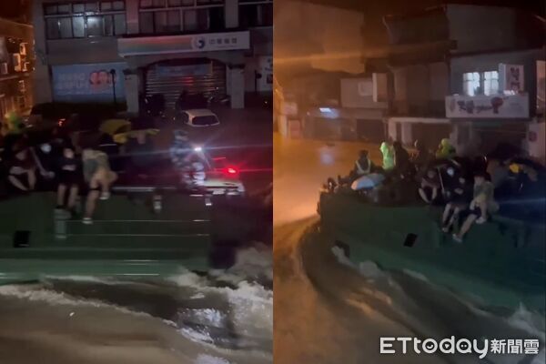 ▲▼宜蘭軍方出動AAV7兩棲突擊車，救援因暴雨受困的民眾。（圖／攝影中心翻攝）