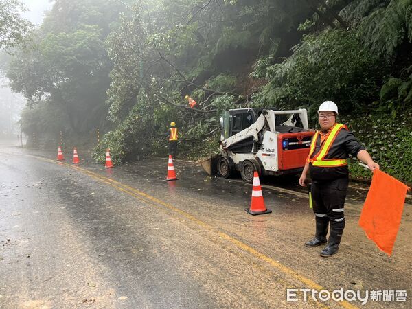 ▲陽金公路8.9公里處發生邊坡坍滑、樹倒事件。（圖／記者郭世賢翻攝，下同）