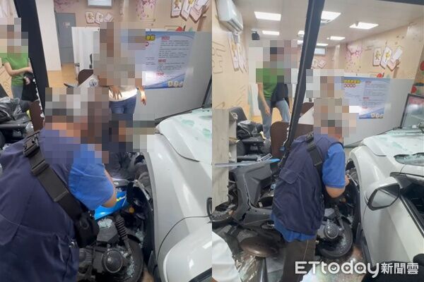 ▲▼雲林2輛轎車在路口擦撞後，其中1輛失控撞入店家釀4傷。（圖／記者游瓊華翻攝，下同）