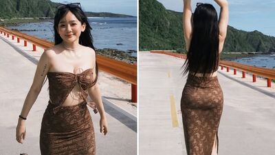 籃球女神「海邊中空」穿超辣！胸下開衩全被拍  一轉身…超兇身材現形