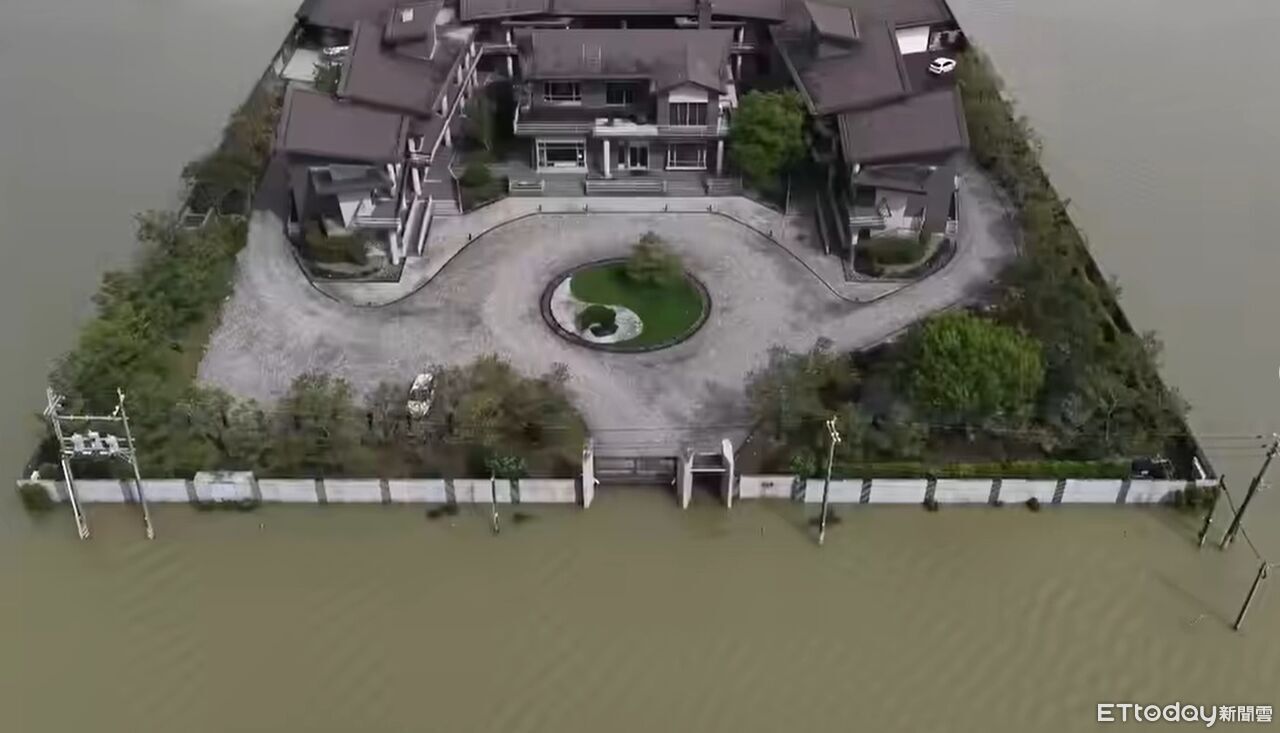 宜蘭冬山淹水「泉月樓行館」仍乾爽!空拍畫面曝 網驚:太強大