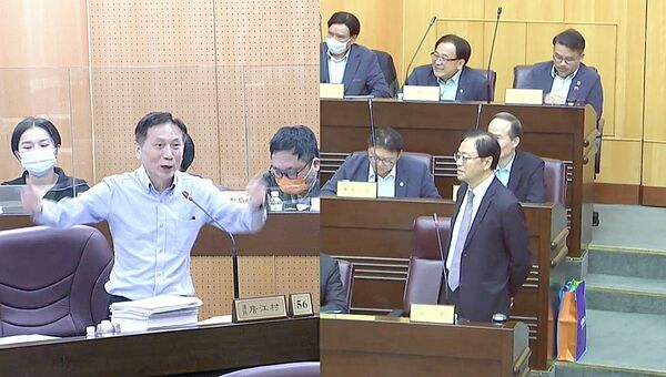 ▲桃園市議員詹江村今天在市政總質詢議程中，針對下屆市長選舉議題提出質詢。（圖／翻攝自桃園市議會議事直播）