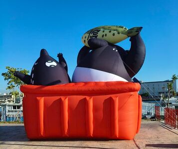 超萌馬來貘氣偶現身高雄漁港