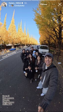 ▲統一外野三帥赴日旅遊。（圖／截圖自陳傑憲IG）