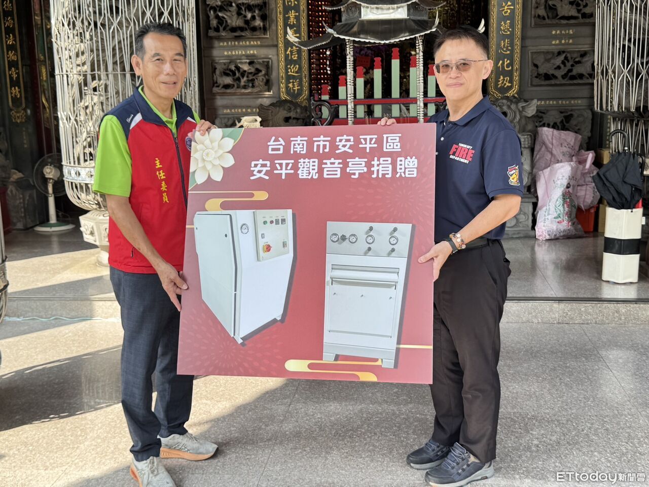 安平觀音亭捐高壓空氣壓縮機!挺消防前線補氣更快 南消六大隊受惠